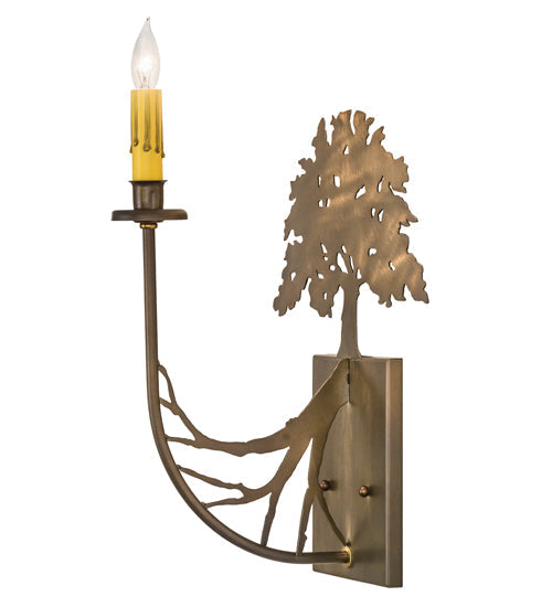 Meyda Lighting Oak Tree 10" Antique Copper Wall Sconce With Ivory Faux Candlelight