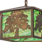 Meyda Lighting Oak Tree 17" Antique Copper Lantern Pendant Light With Greenish Brown Art Shade Glass