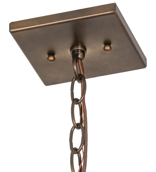 Meyda Lighting Oak Tree 17" Antique Copper Lantern Pendant Light With Greenish Brown Art Shade Glass