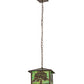 Meyda Lighting Oak Tree 17" Antique Copper Lantern Pendant Light With Greenish Brown Art Shade Glass