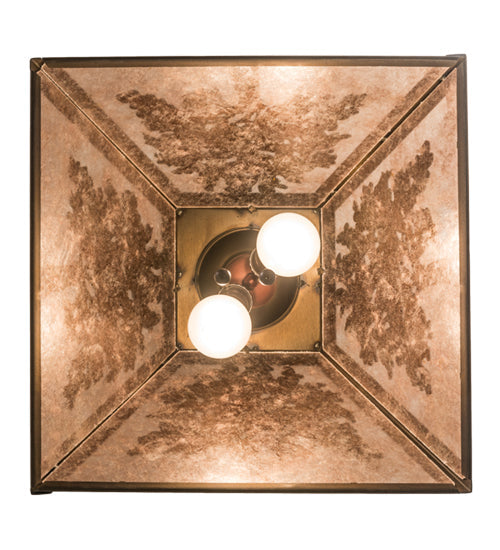 Meyda Lighting Oak Tree 23" 2-Light Antique Copper Pendant Light With Silver Mica Shade Glass