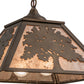 Meyda Lighting Oak Tree 23" 2-Light Antique Copper Pendant Light With Silver Mica Shade Glass