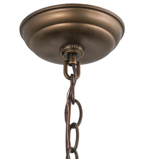 Meyda Lighting Oak Tree 23" 2-Light Antique Copper Pendant Light With Silver Mica Shade Glass