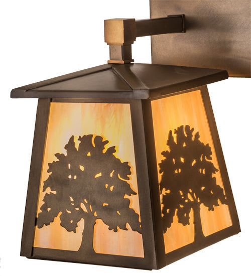 Meyda Lighting Oak Tree 32" 3-Light Antique Copper Vanity Light With Beige Iridescent Shade Glass
