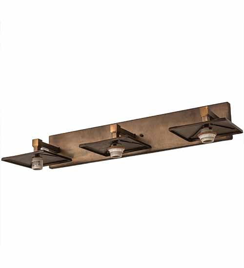 Meyda Lighting Oak Tree 32" 3-Light Antique Copper Vanity Light With Beige Iridescent Shade Glass
