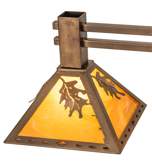 Meyda Lighting Oak Tree 45" 3-Light Antique Copper Leaf Island Pendant Light With Honey Amber Shade Glass