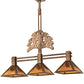 Meyda Lighting Oak Tree 45" 3-Light Antique Copper Leaf Island Pendant Light With Honey Amber Shade Glass
