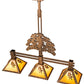 Meyda Lighting Oak Tree 45" 3-Light Antique Copper Leaf Island Pendant Light With Honey Amber Shade Glass