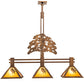 Meyda Lighting Oak Tree 45" 3-Light Antique Copper Leaf Island Pendant Light With Honey Amber Shade Glass