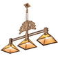 Meyda Lighting Oak Tree 45" 3-Light Antique Copper Leaf Island Pendant Light With Honey Amber Shade Glass
