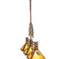 Meyda Lighting Oak Tree 45" 3-Light Antique Copper Leaf Island Pendant Light With Honey Amber Shade Glass