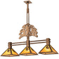 Meyda Lighting Oak Tree 45" 3-Light Antique Copper Leaf Island Pendant Light With Honey Amber Shade Glass