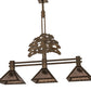 Meyda Lighting Oak Tree 45" 3-Light Antique Copper Leaf Island Pendant Light With Silver Mica Shade Glass