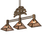Meyda Lighting Oak Tree 45" 3-Light Antique Copper Leaf Island Pendant Light With Silver Mica Shade Glass