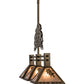 Meyda Lighting Oak Tree 45" 3-Light Antique Copper Leaf Island Pendant Light With Silver Mica Shade Glass