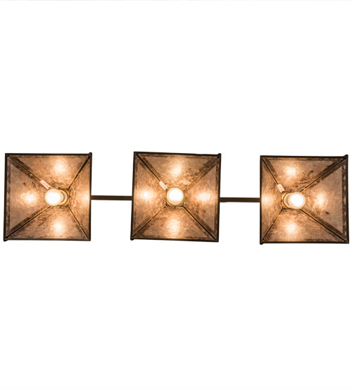 Meyda Lighting Oak Tree 45" 3-Light Antique Copper Leaf Island Pendant Light With Silver Mica Shade Glass