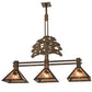 Meyda Lighting Oak Tree 45" 3-Light Antique Copper Leaf Island Pendant Light With Silver Mica Shade Glass