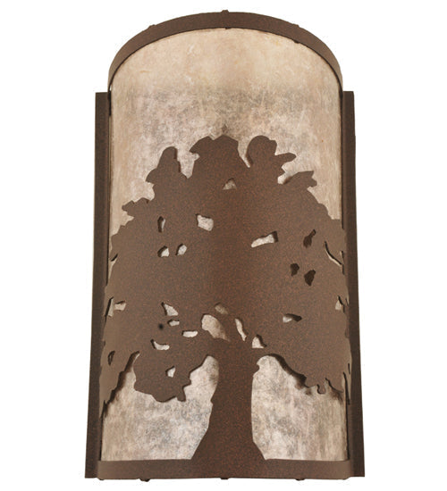 Meyda Lighting Oak Tree 8" Cafe Noir Wall Sconce With Silver Mica Shade Glass