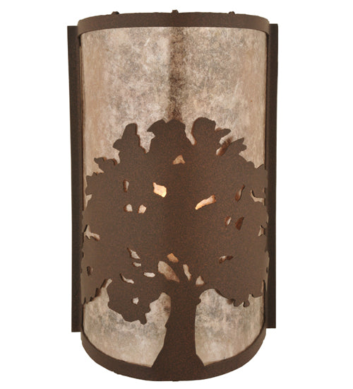 Meyda Lighting Oak Tree 8" Cafe Noir Wall Sconce With Silver Mica Shade Glass