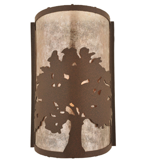 Meyda Lighting Oak Tree 8" Cafe Noir Wall Sconce With Silver Mica Shade Glass