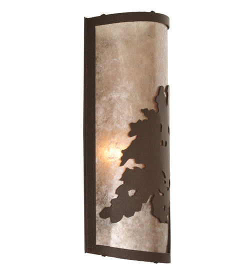 Meyda Lighting Oak Tree 8" Cafe Noir Wall Sconce With Silver Mica Shade Glass