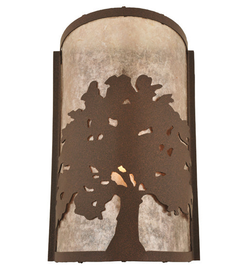Meyda Lighting Oak Tree 8" Cafe Noir Wall Sconce With Silver Mica Shade Glass