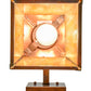 Meyda Lighting Oak Tree 8" Vintage Copper Hanging Wall Sconce With Beige Iridescent Shade Glass