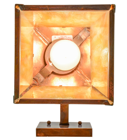 Meyda Lighting Oak Tree 8" Vintage Copper Hanging Wall Sconce With Beige Iridescent Shade Glass