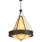 Meyda Lighting Obsidian 36" 12-Light Oil Rubbed Bronze Pendant Light With Beige Botticino Idalight Shade Glass