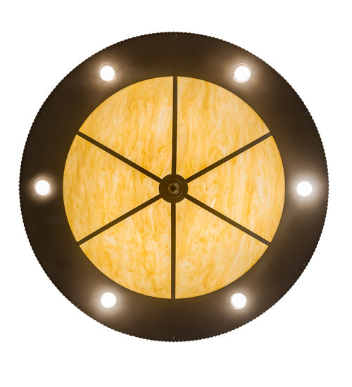 Meyda Lighting Obsidian 36" 12-Light Oil Rubbed Bronze Pendant Light With Beige Botticino Idalight Shade Glass