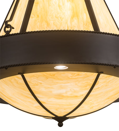 Meyda Lighting Obsidian 36" 12-Light Oil Rubbed Bronze Pendant Light With Beige Botticino Idalight Shade Glass