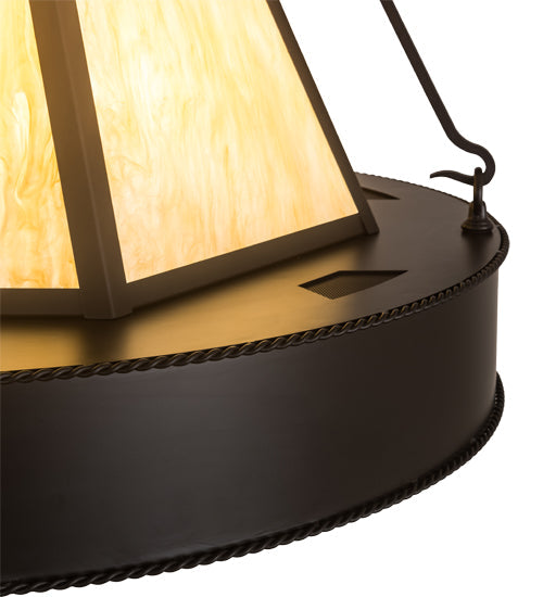 Meyda Lighting Obsidian 36" 12-Light Oil Rubbed Bronze Pendant Light With Beige Botticino Idalight Shade Glass