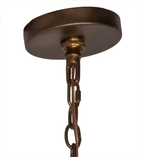 Meyda Lighting Obsidian 36" 6-Light Antique Copper Pendant Light With Ambra Siena Idalight Shade Glass