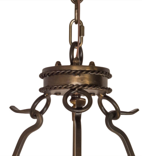 Meyda Lighting Obsidian 36" 6-Light Antique Copper Pendant Light With Ambra Siena Idalight Shade Glass