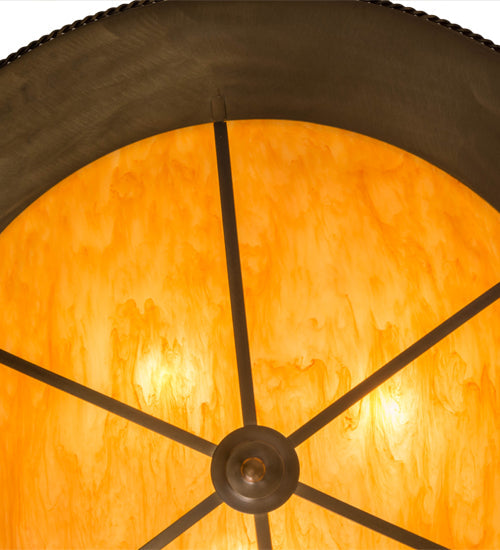 Meyda Lighting Obsidian 36" 6-Light Antique Copper Pendant Light With Ambra Siena Idalight Shade Glass