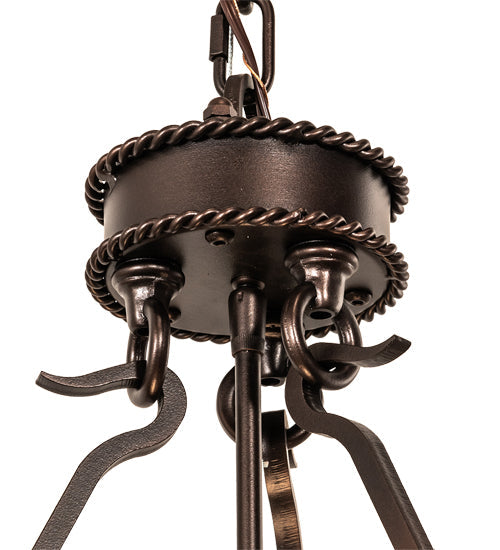 Meyda Lighting Obsidian 36" 6-Light Mahogany Bronze Pendant Light With Whitestone Idalight Shade