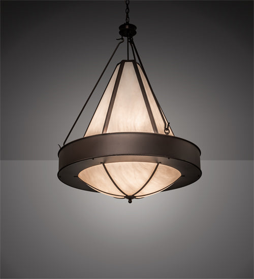 Meyda Lighting Obsidian 36" 6-Light Mahogany Bronze Pendant Light With Whitestone Idalight Shade