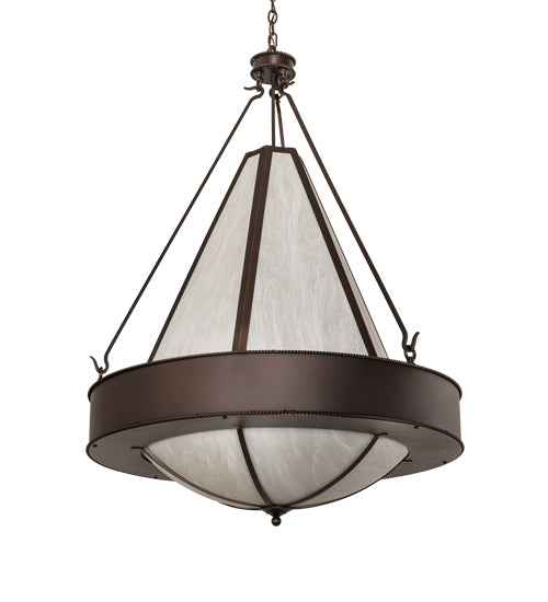 Meyda Lighting Obsidian 36" 6-Light Mahogany Bronze Pendant Light With Whitestone Idalight Shade