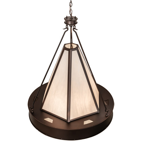 Meyda Lighting Obsidian 36" 6-Light Mahogany Bronze Pendant Light With Whitestone Idalight Shade