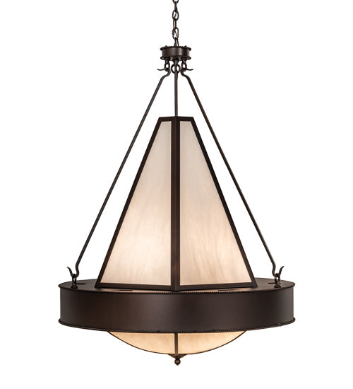 Meyda Lighting Obsidian 36" 6-Light Mahogany Bronze Pendant Light With Whitestone Idalight Shade