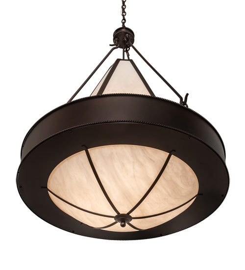Meyda Lighting Obsidian 36" 6-Light Mahogany Bronze Pendant Light With Whitestone Idalight Shade