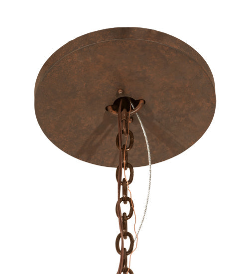 Meyda Lighting Obsidian 60" 12-Light Rusty Nail Pendant Light With Amber Siena Idalight Shade