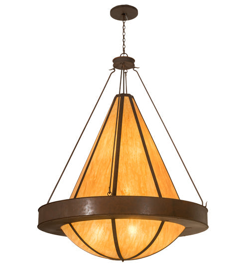 Meyda Lighting Obsidian 60" 12-Light Rusty Nail Pendant Light With Amber Siena Idalight Shade