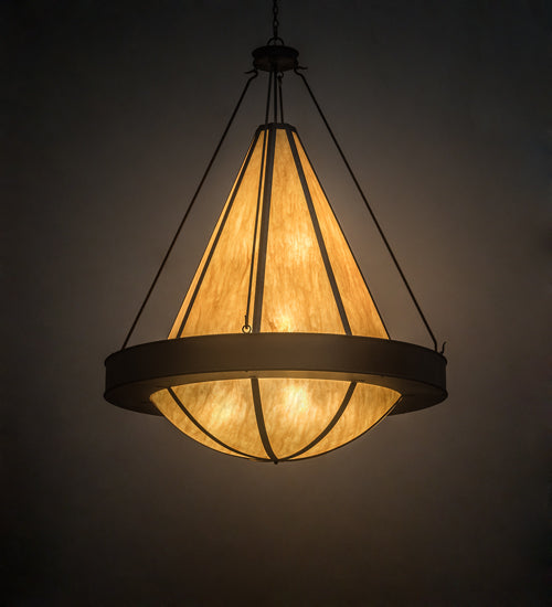 Meyda Lighting Obsidian 60" 12-Light Rusty Nail Pendant Light With Amber Siena Idalight Shade