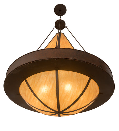 Meyda Lighting Obsidian 60" 12-Light Rusty Nail Pendant Light With Amber Siena Idalight Shade
