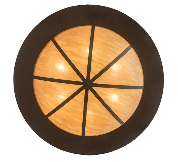 Meyda Lighting Obsidian 60" 12-Light Rusty Nail Pendant Light With Amber Siena Idalight Shade