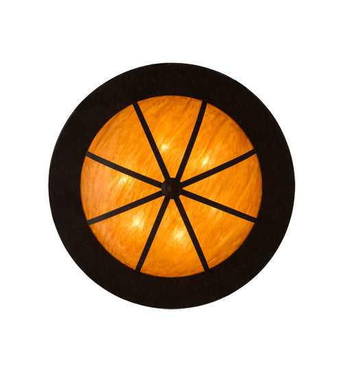 Meyda Lighting Obsidian 60" 12-Light Rusty Nail Pendant Light With Ambra Siena Shade Glass