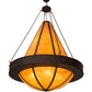 Meyda Lighting Obsidian 60" 12-Light Rusty Nail Pendant Light With Ambra Siena Shade Glass