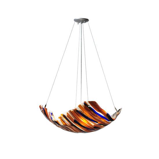 Meyda Lighting Oceano 28" 4-Light Inverted Pendant Light With Multi-Colored Shade Glass
