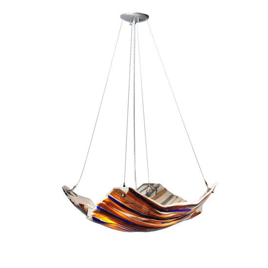 Meyda Lighting Oceano 28" 4-Light Inverted Pendant Light With Multi-Colored Shade Glass